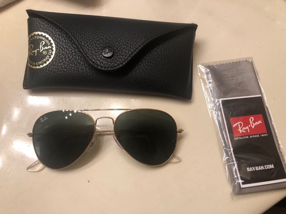 Ray-Ban RB3025 Aviator Gold Frame Dark Green Sunglasses 55mm