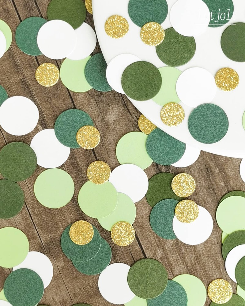 Green Confetti Glitter Paper Golden Greenery Scatter Table Decoration Surpris...