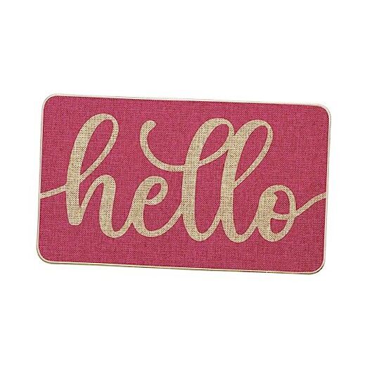 Pink Hello Spring Doormat, Summer Home Decor Low-Profile Switch Rug Door Mat
