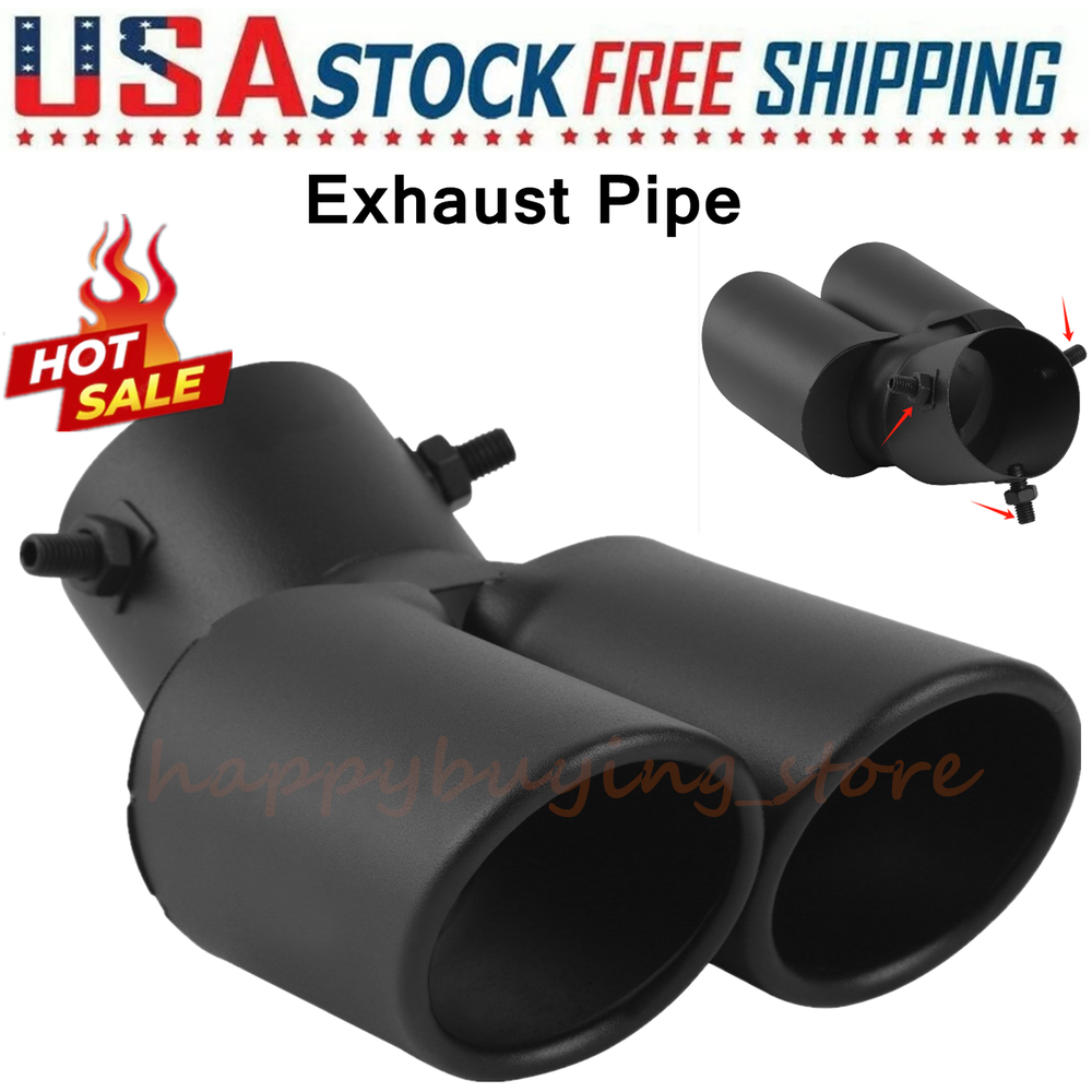 1 Car Rear Dual Exhaust Pipe Tail Muffler Tip Auto Accessories Replace Kit Black