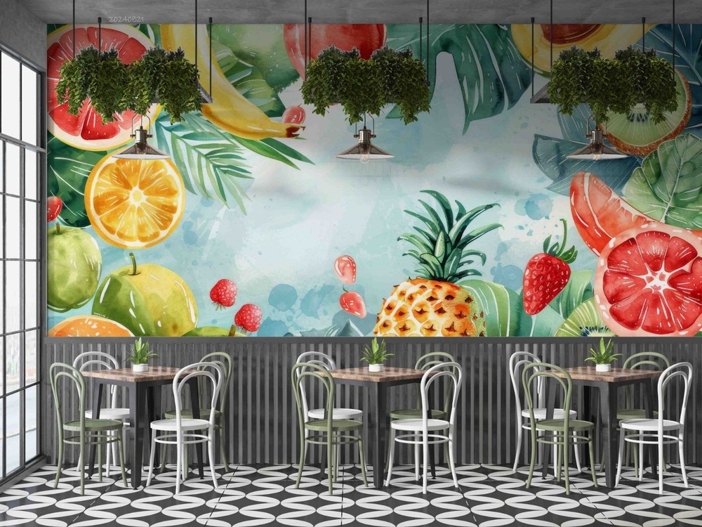 3D Fruit Watercolor Wall Murals Wallpaper Murals Wall Sticker 4