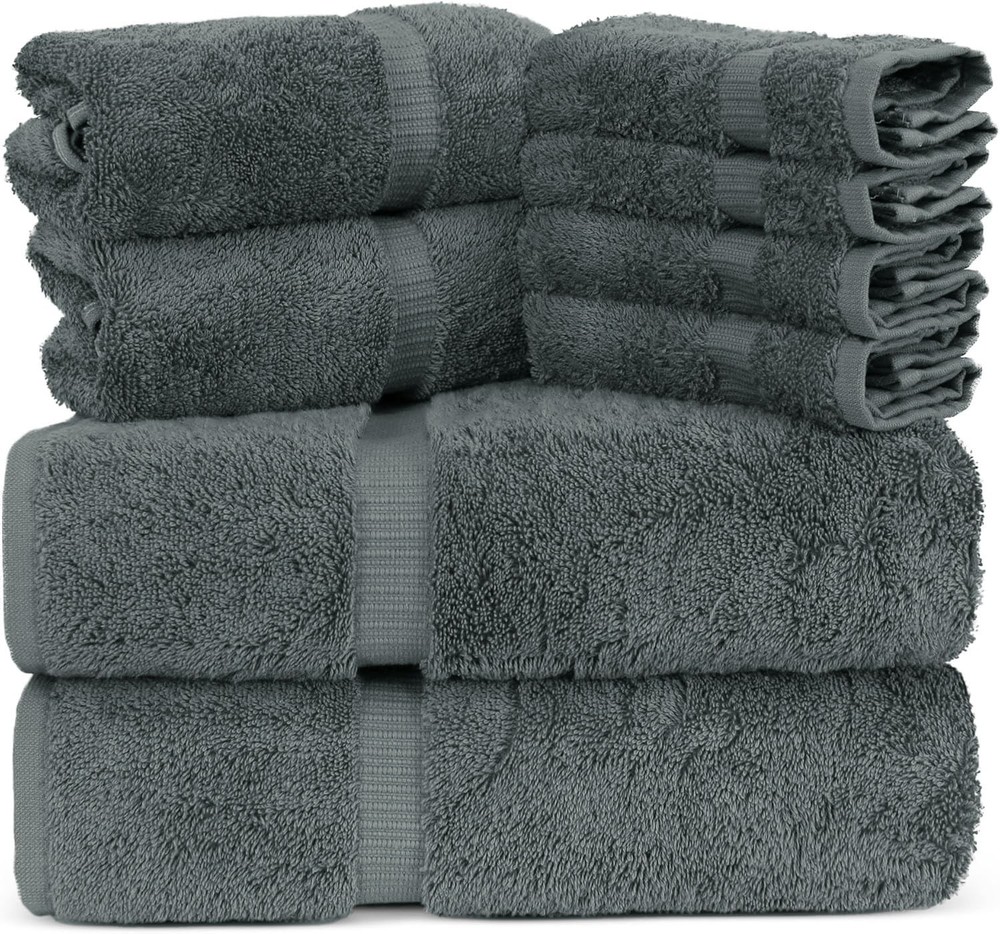 Premium Cotton Super Soft and Absorbent Turkish Towels (8-Piece Towel Set, Da...