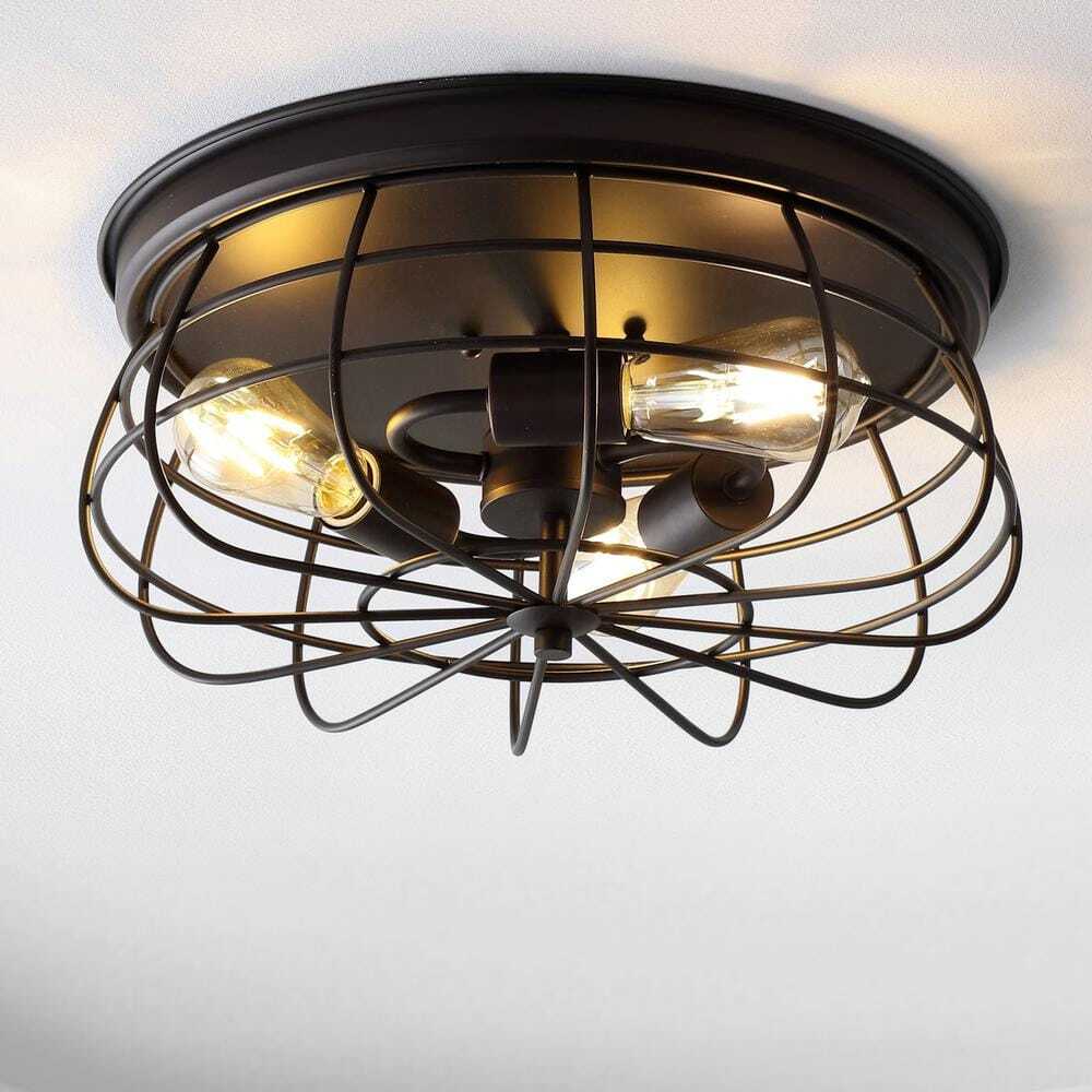 Jonathan Y Calvia 3-Light 16-Inch Bronze LED Flush Mount JYL9538A