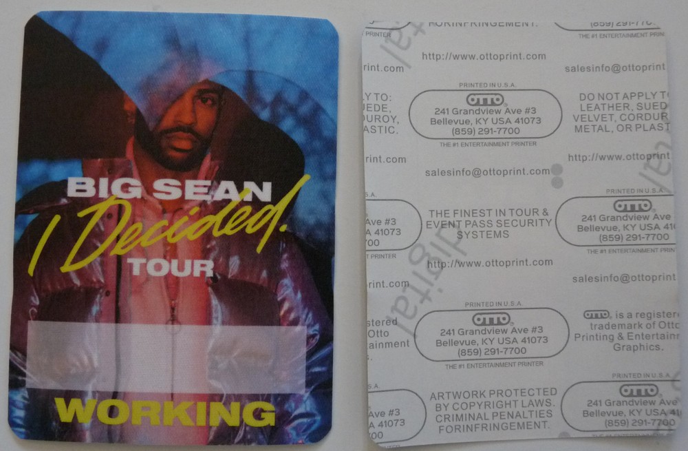 Big Sean I Decided 2017 Concert Tour All Working Backstage Pass D3