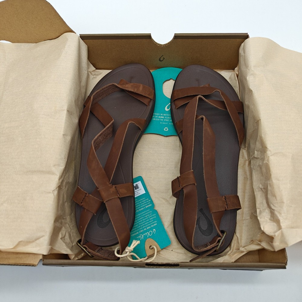 OluKai Upena Brown Leather Quick-Dry Water Resistant Womens Sandals Sizes 5-11