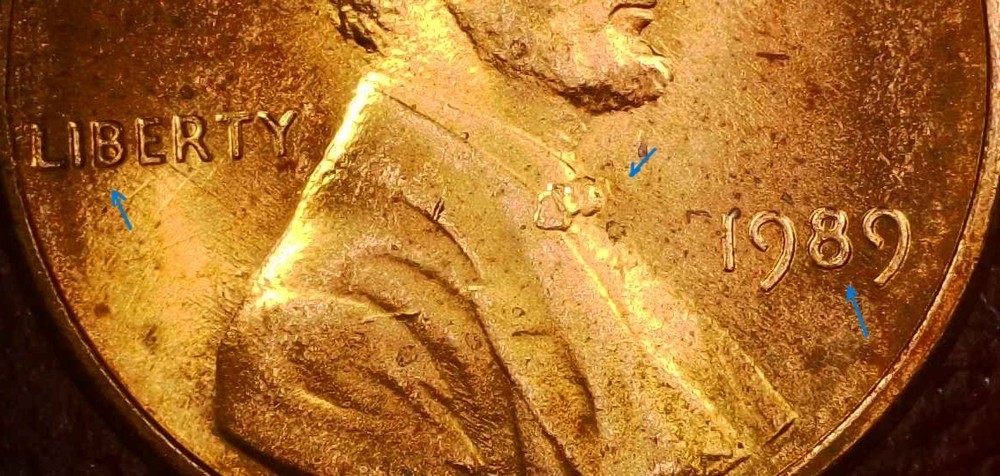 1989 Lincoln Penny No Mint Extreme Fading & Rim Error Code 68