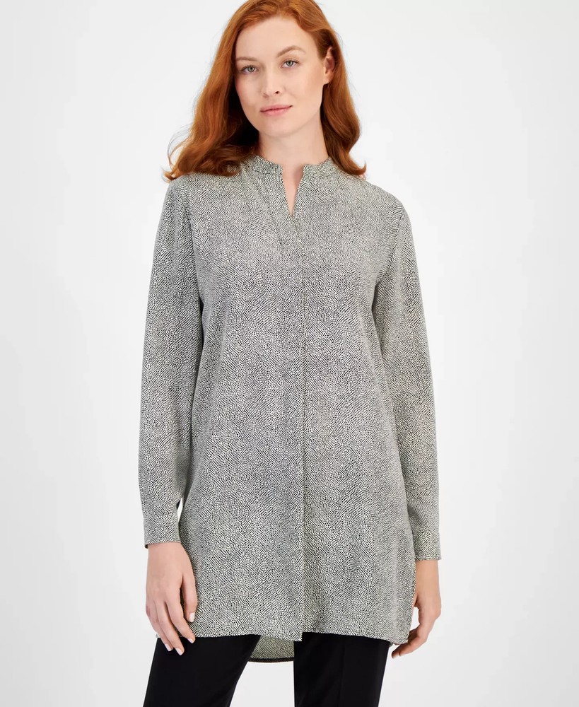 Anne Klein Women's Top Sz 2XS (XXS) Printed Medium Grey Heather