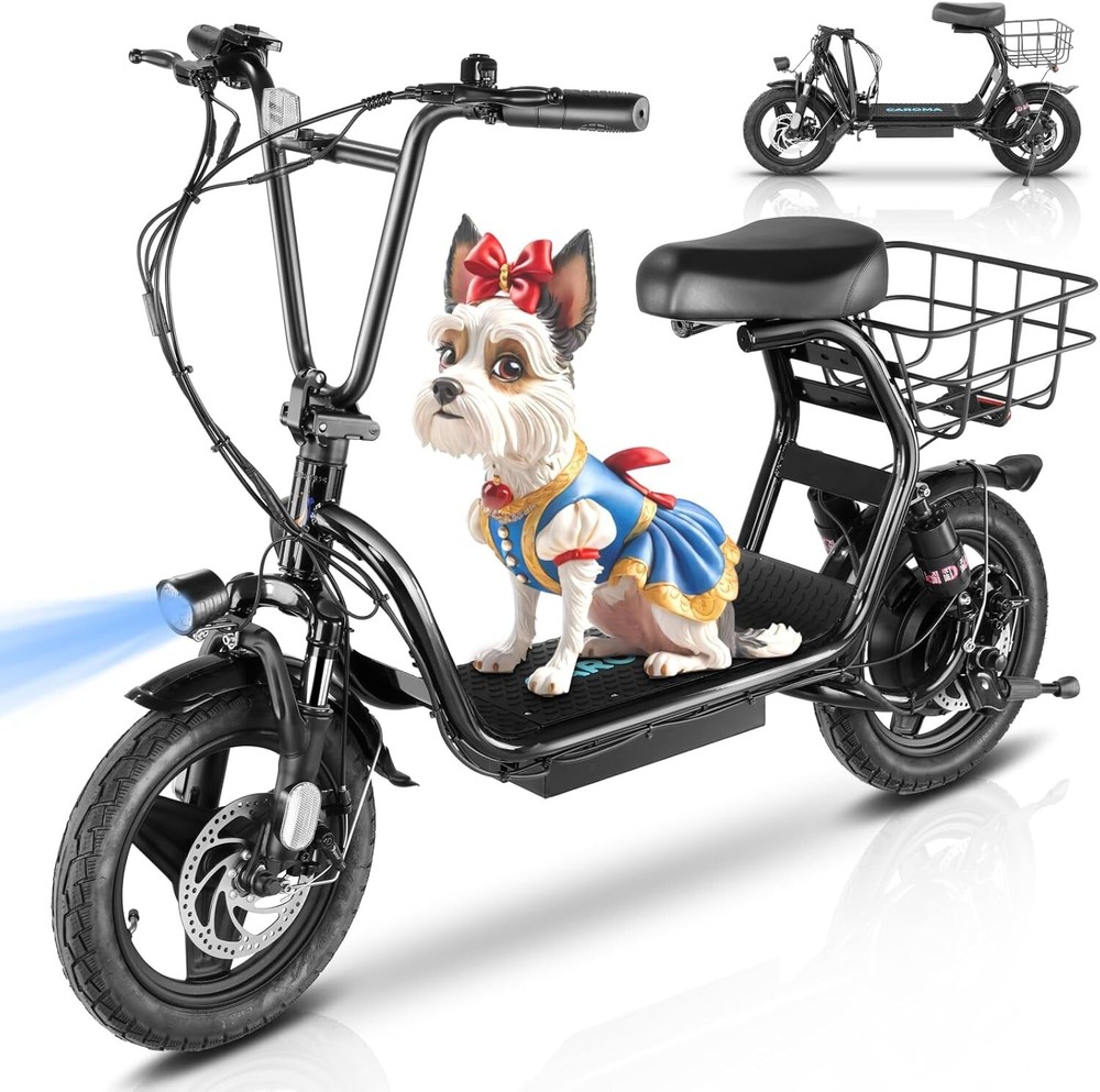 Caroma 819W 14-Inch Fat Tire Foldable Electric Scooter with Seat for Adults  