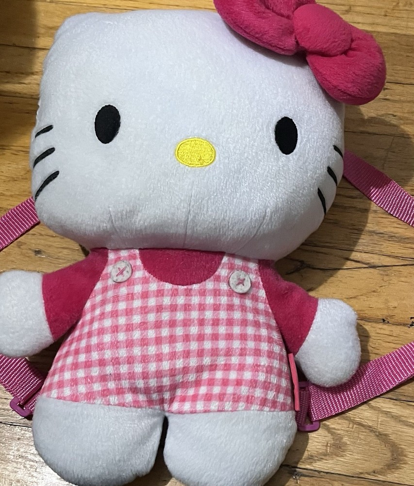 Hello Kitty Pink Plush Backpack 14 Inch Preowned