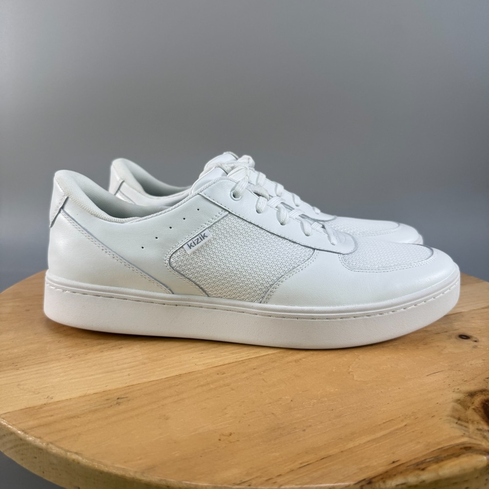Kizik Oslo Sneakers Men's Size 12 Optic White Leather Mesh Hands Free Shoes NEW