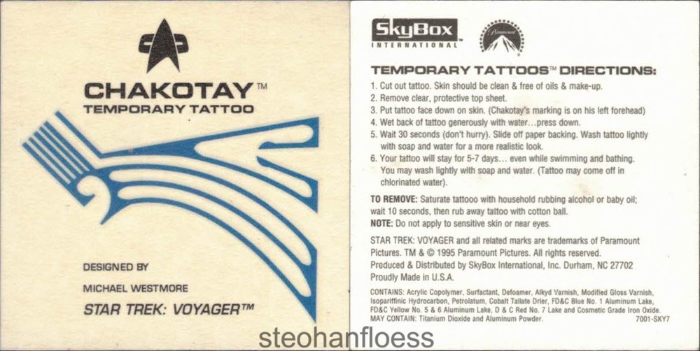 1995 Skybox Star Trek: Voyager - Season One, Series Two Chakotay Tattoo