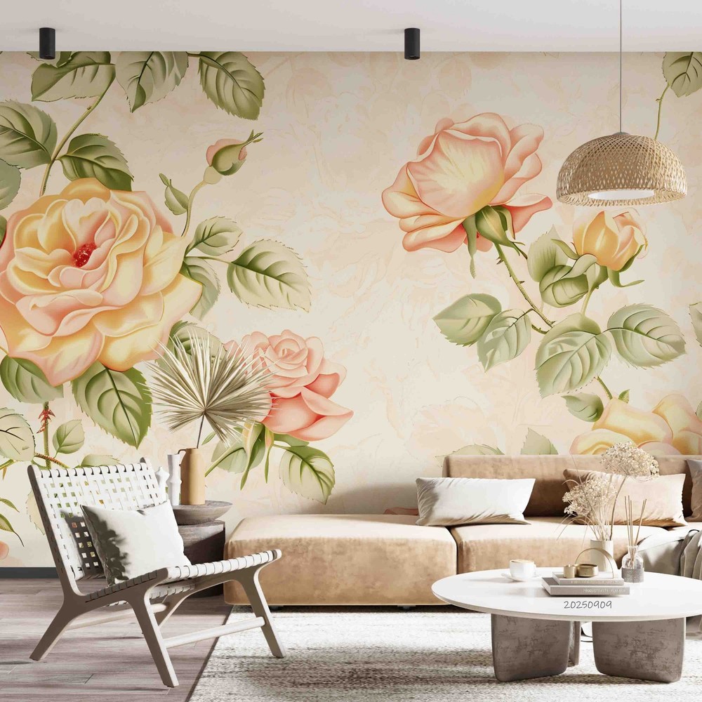 3D Flowers Flora Print Style Wall Murals Wallpaper Murals Wall Sticker 3