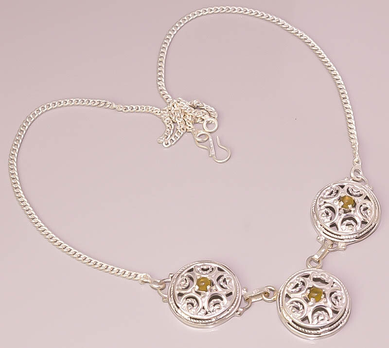 Handmade Yellow Citrine 925 Sterling Silver Plated Necklace for Women