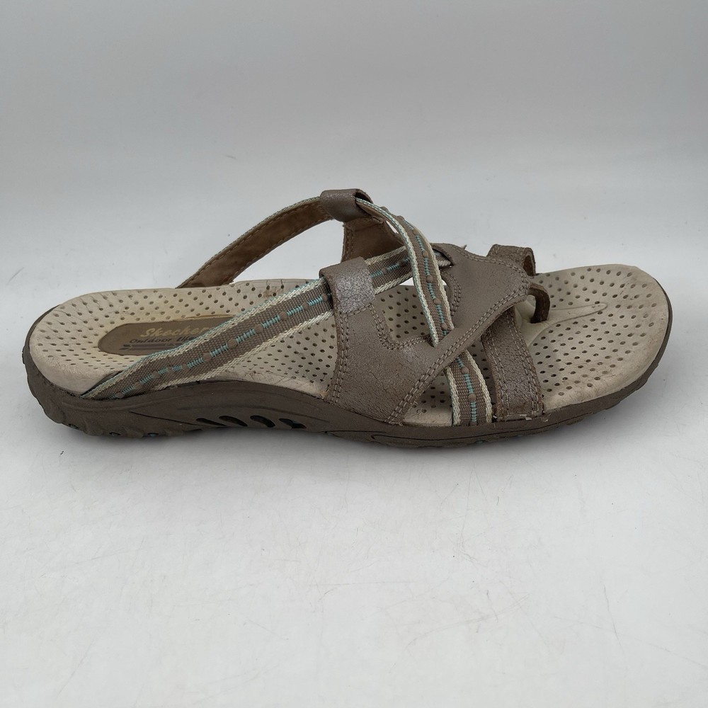 Skechers Womens Reggae Soundstage Tan Leather Thong Sandals Size 9