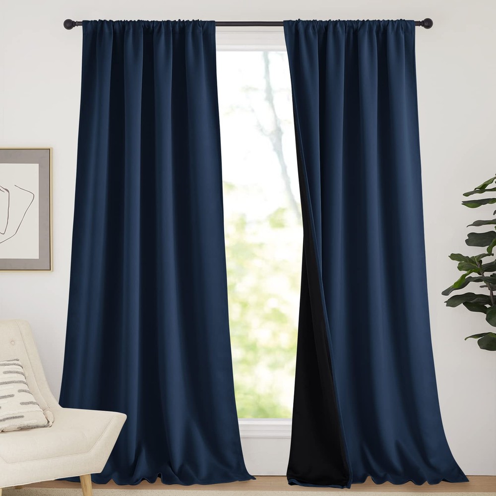Full Blackout Curtains 108 Inches Rod Pocket Noise Reducing Window Panels-image