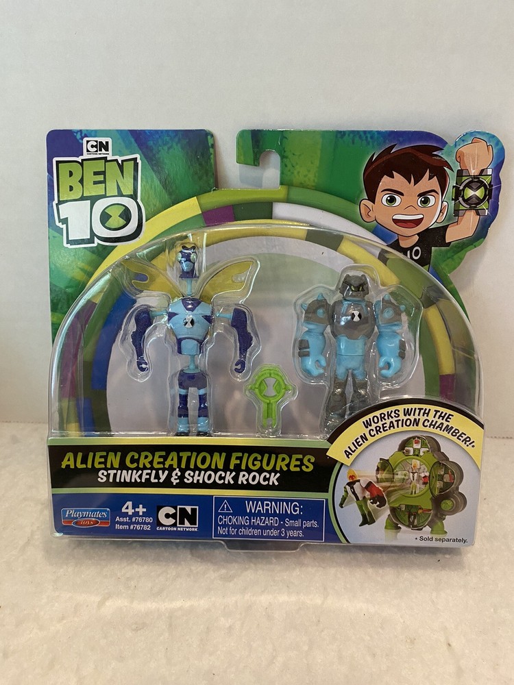 NEW Ben 10 Alien Creation Figures - Stinkfly & Shock Rock, Slight Damage To Box