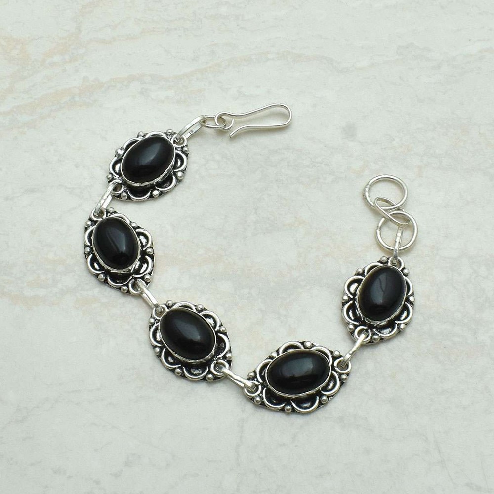 Handmade Black Onyx Gemstone Bracelet 22g Perfect Gift for Women AB-68943