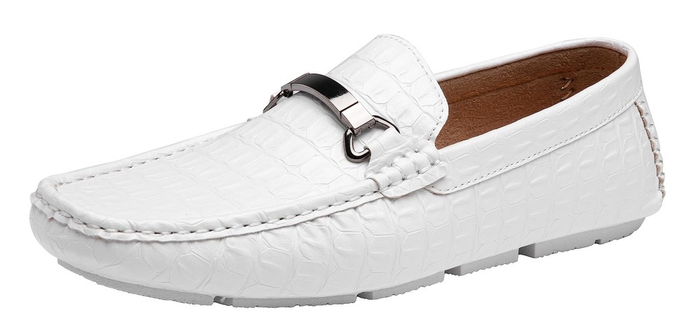 Men's Crocodile Print Slip-On Loafers - Comfortable Casual Shoes