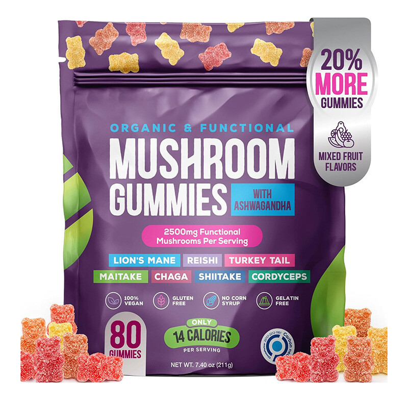 KSM 66 Ashwagandha & Lion's Mane Gummies Vegan Focus & Immune Support