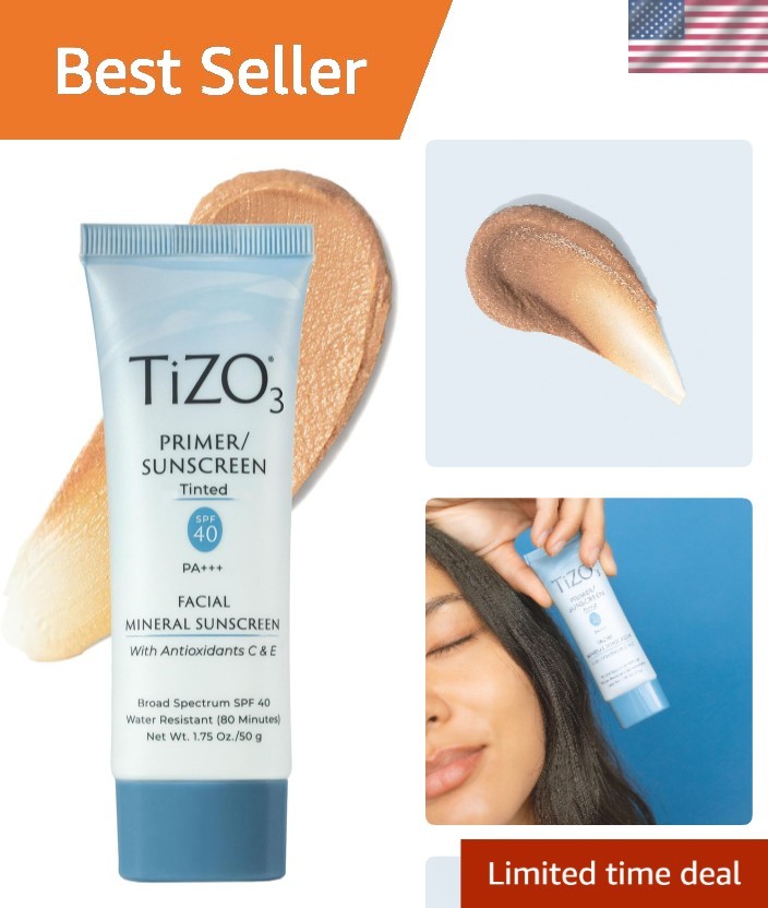 Lightweight SPF 40 Mineral Sunscreen & Primer - Antioxidant Protection, 1.75 oz