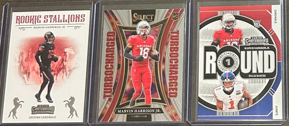 2024 Panini Football Marvin Harrison Jr. 3 Card Rookie Insert Trading Lot