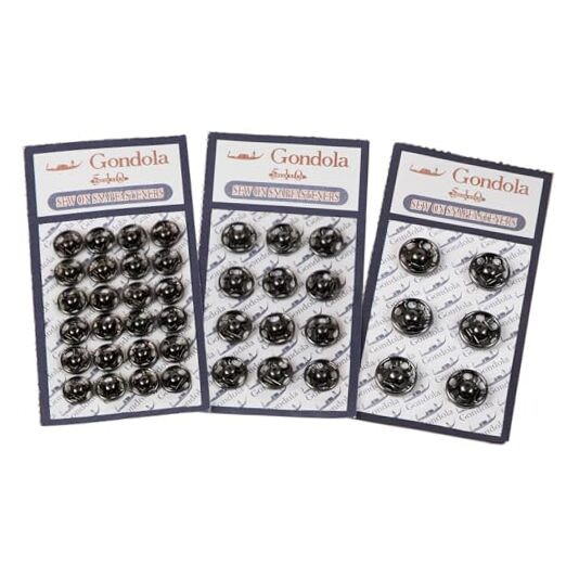Sew-On Metal Snap Fastener Buttons for Clothing, Standard 100 Count