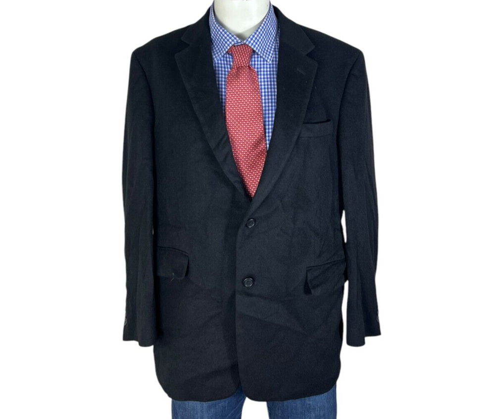 Jos A Bank Blazer Jacket Black Camel Hair 2 Button Men's 42R.