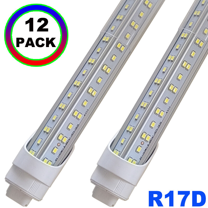 12-Pack 144W T8 8ft R17D HO LED Tube Lights 6500K Shop Lighting