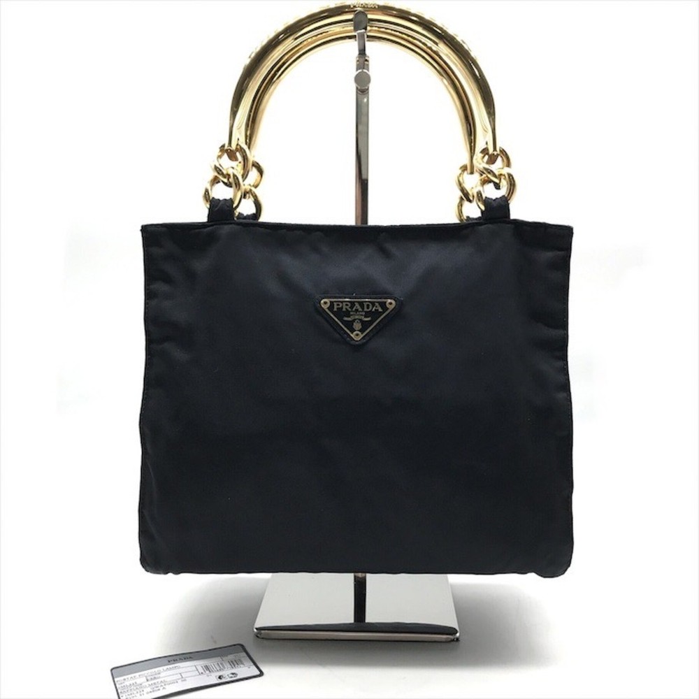 RARE PRADA Tessuto Nylon Chain Bag with Triangle Logo for Women Good Condition