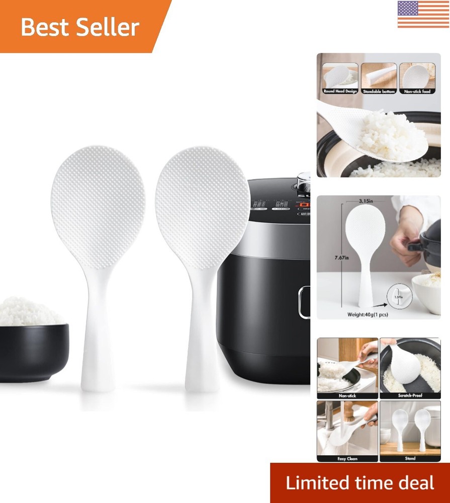 2 Pcs Plastic Rice Paddle,Non Stick Standing Rice Spoon Scooper Spatula,Heat ...