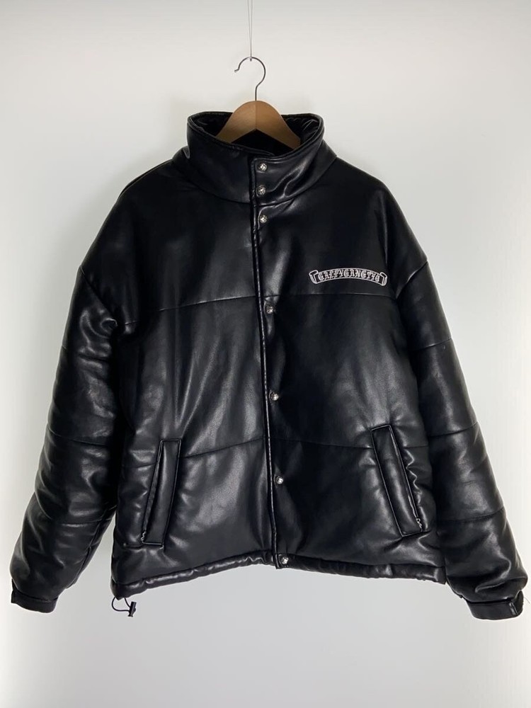 Galfy Leather Jacket Blouson/Xl/ Leather/Blk/Plain/Chrome Hearts Style/Large