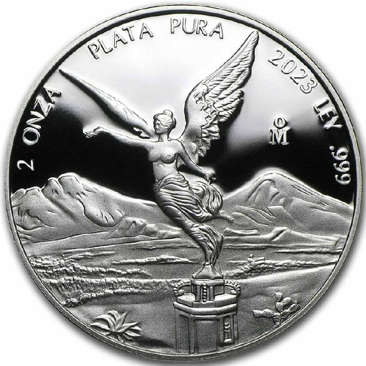 2023 Mexico 2 oz Fine Silver 999 PROOF Libertad (Two Ounces) in Capsule