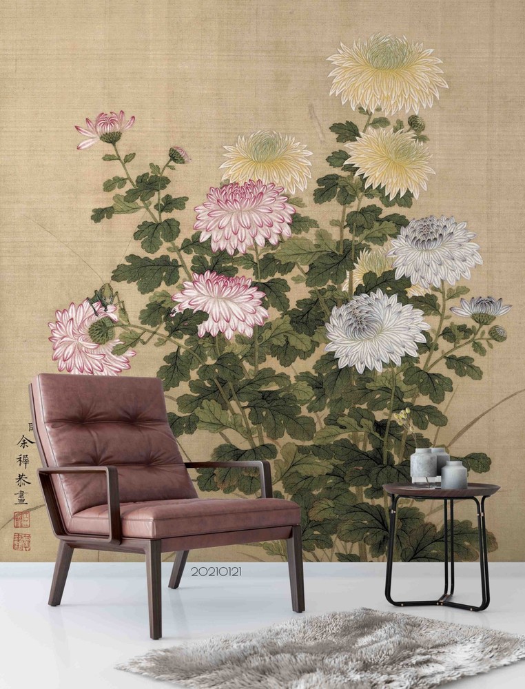 3D Yu Zhi Flower Chinese Painting Wall Murals Wallpaper Murals Wall Sticker 3