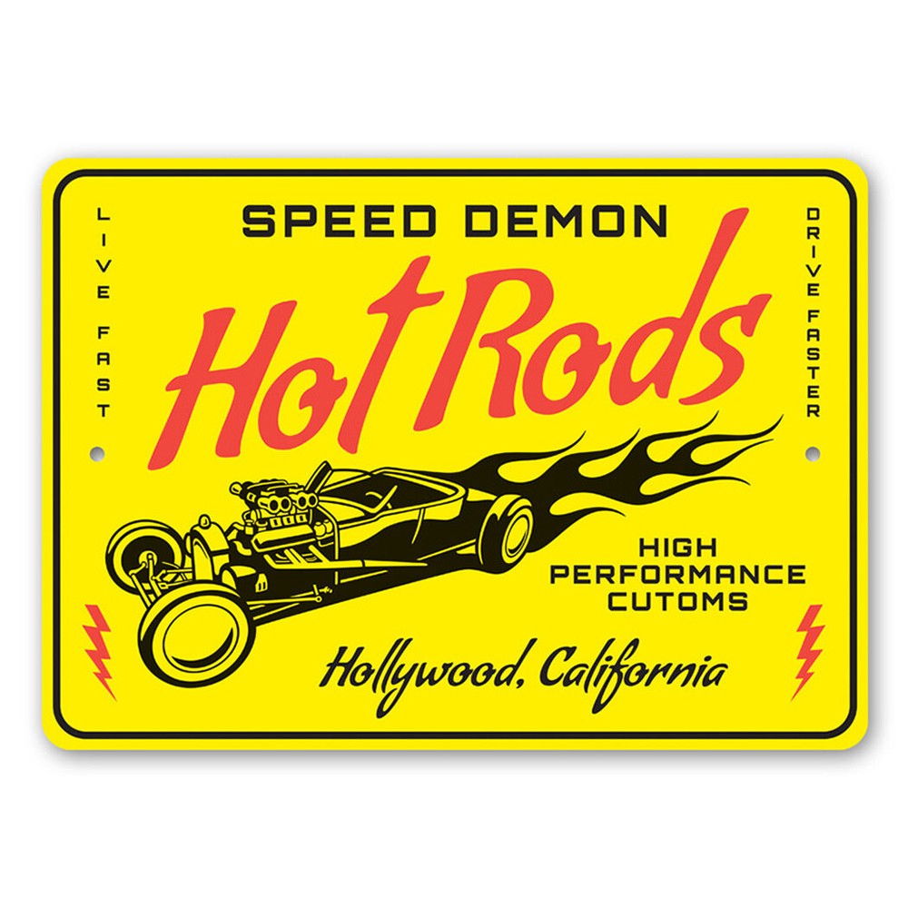 Speed Demon Hot Rods High Performace Customs Aluminum Sign