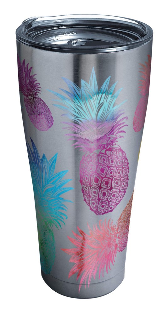 Watercolor Pineapples Triple Insulated Insulated Tumbler Travel Cup Keeps Dri...