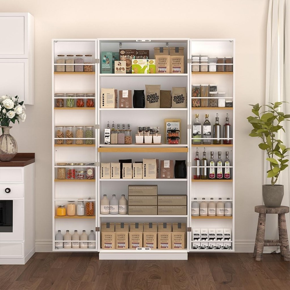 Freestanding Pantry Cabinet with Doors for Kitchen Storage