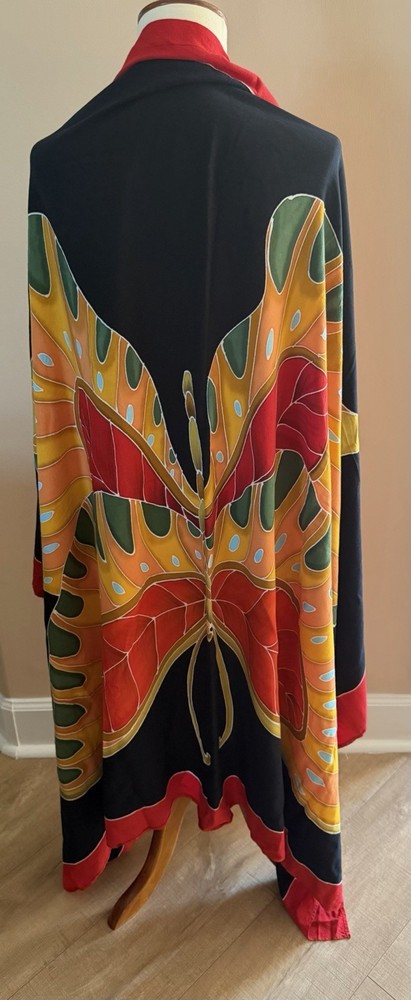 BALI MOON Sarong Swimsuit Cover Wrap Hand painted Butterfly 66x44” Beach Hawaii