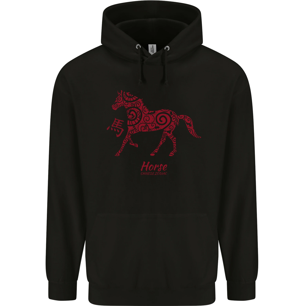 Chinese Zodiac Shengxiao Year of the Horse Mens 80% Cotton Hoodie