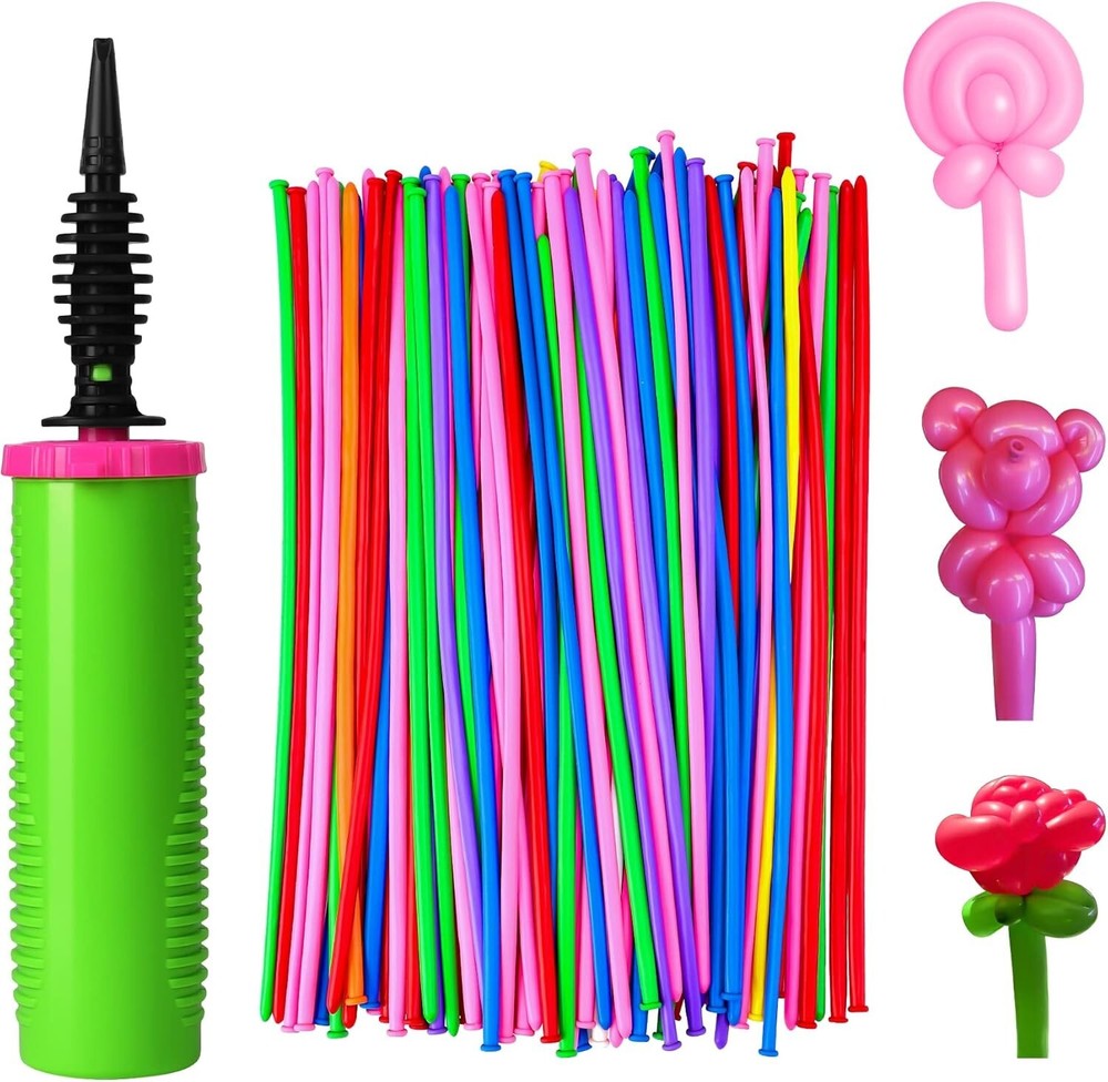 100Pcs Qualatex 260 Balloons with Hand Pump Kit Premium Professional Party Supplies