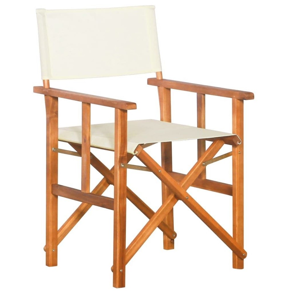 Brown & Cream Acacia Wood Director Chair with Polyester Fabric