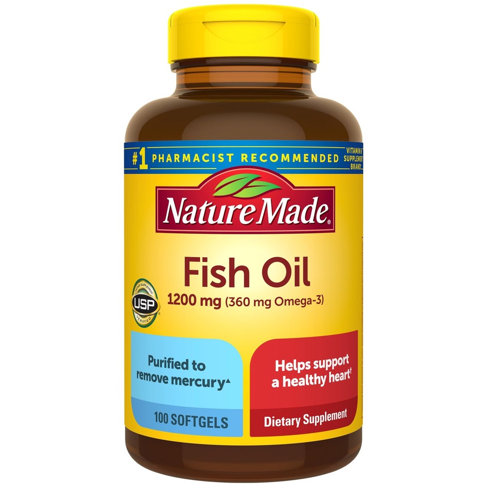 Fish Oil 1200 mg Softgels Fish Oil Supplements Omega 3 Fish Oil for Healthy H...