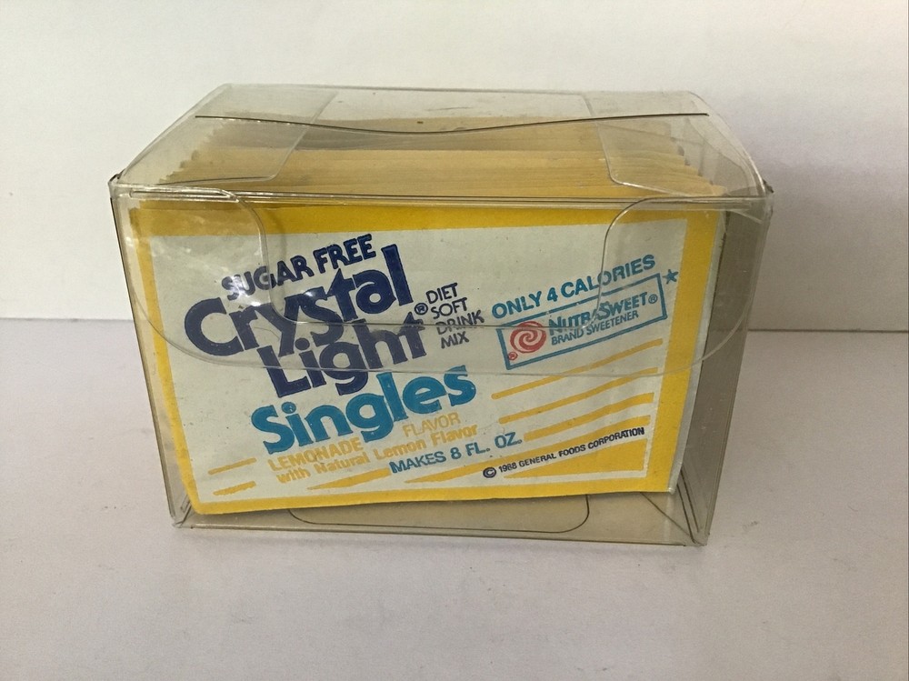 VTG 1988 Box of 24 Crystal Light Singles Drink Mix Packets - Lemonade