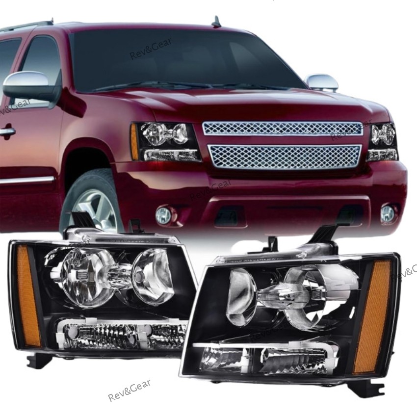 Black Halogen Headlight Assembly for Chevrolet Tahoe Suburban Avalanche 2007-13