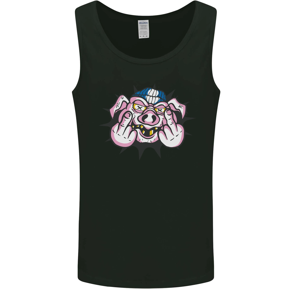 Offensive Pig Finger Flip Mens Vest Tank Top