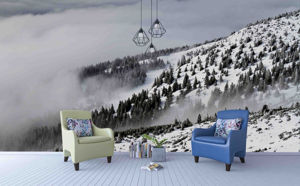3D Mountains Forests Winter Landscape Wall Murals Wallpaper Murals Wall Sticker