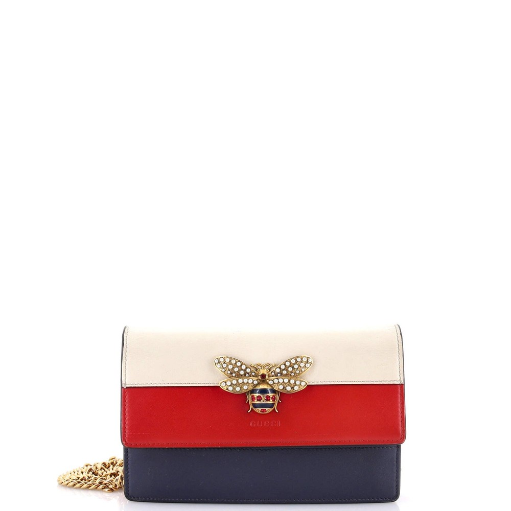 Gucci Mini Wallet with Chain in Queen Margaret Leather Design