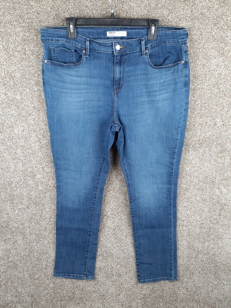 Levi Signature Womens Mid Rise Straight Blue Denim Jeans Size 18M  