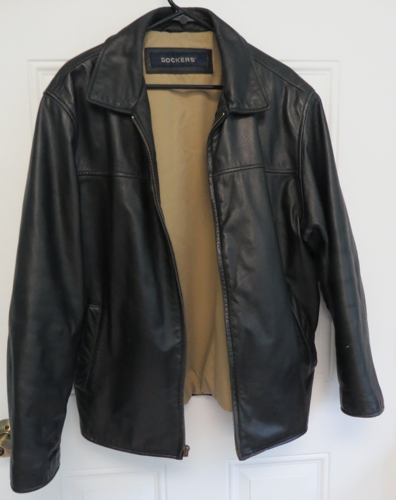 Dockers Black Mens Leather Jacket Size 23 Chest 23 Waist