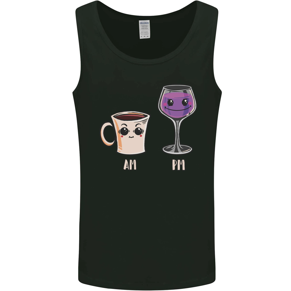 Funny Coffee am Wine pm Prosecco Vest Tank Top for Men