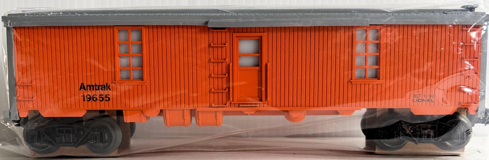 O Scale Lionel 6-19655 Orange Amtrak Tool Car with Lighted Interior Woodside RTR